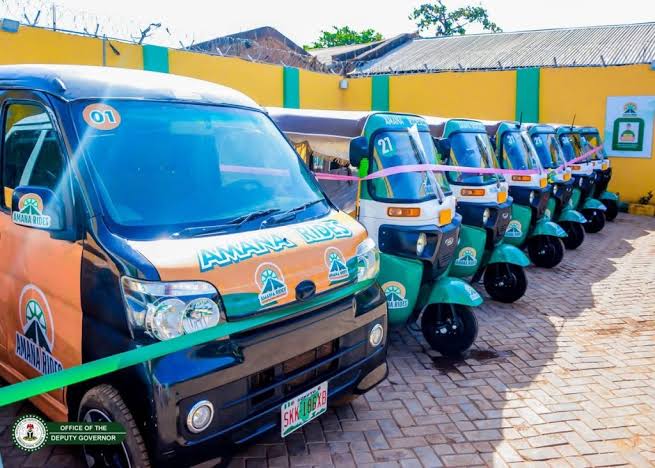 Amana Rides commercial fleet at the company premises in Sokoto